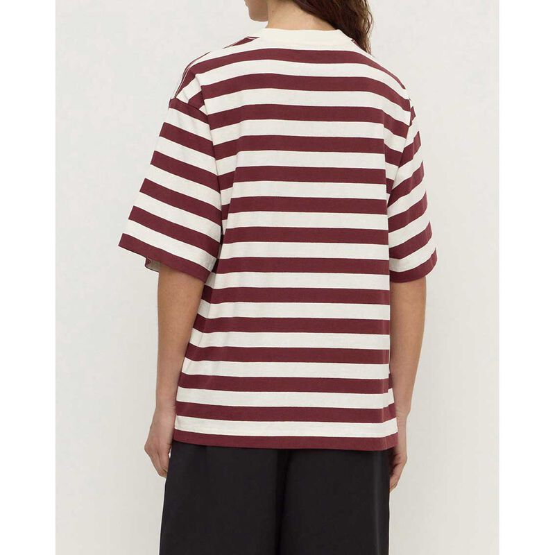 Assembly Label Arla Cotton Stripe Short Sleeve Tee Dark Raisin Cream Stripe image number 1